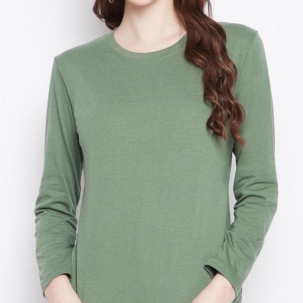 Olive Green Sleeve T-Shirt By Fashion Wild