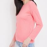 Pink Solid Sleeve T-Shirt By Fashion Wild