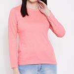 Pink Solid Sleeve T-Shirt By Fashion Wild