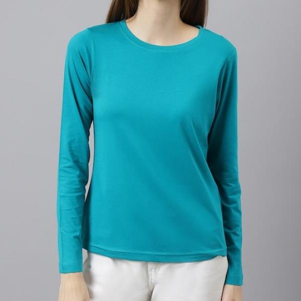 Turquoise Blue Sleeve T-Shirt By Fashion Wild